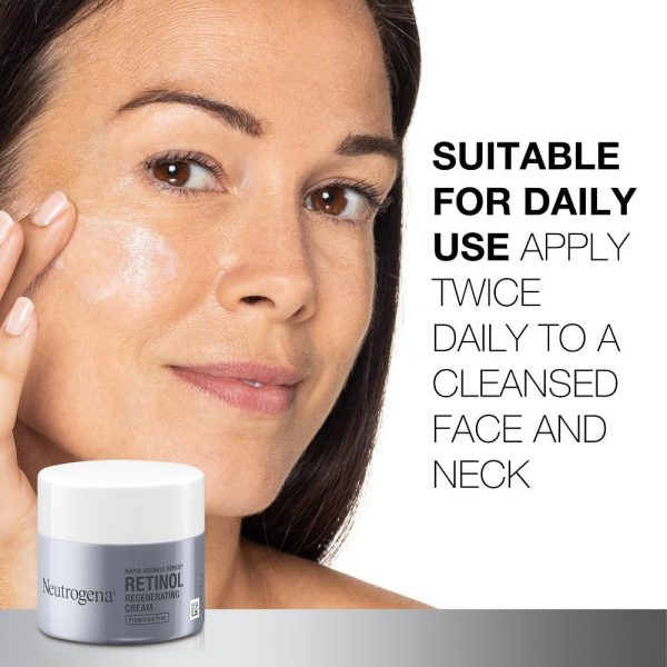 Neutrogena Rapid Wrinkle Repair Hyaluronic Acid Retinol Cream, Anti Wrinkle Cream, Face Moisturizer, Neck Cream & Dark Spot Remover for Face - Day & Night Cream with Hyaluronic Acid & Retinol, 50 ml. - Image 2