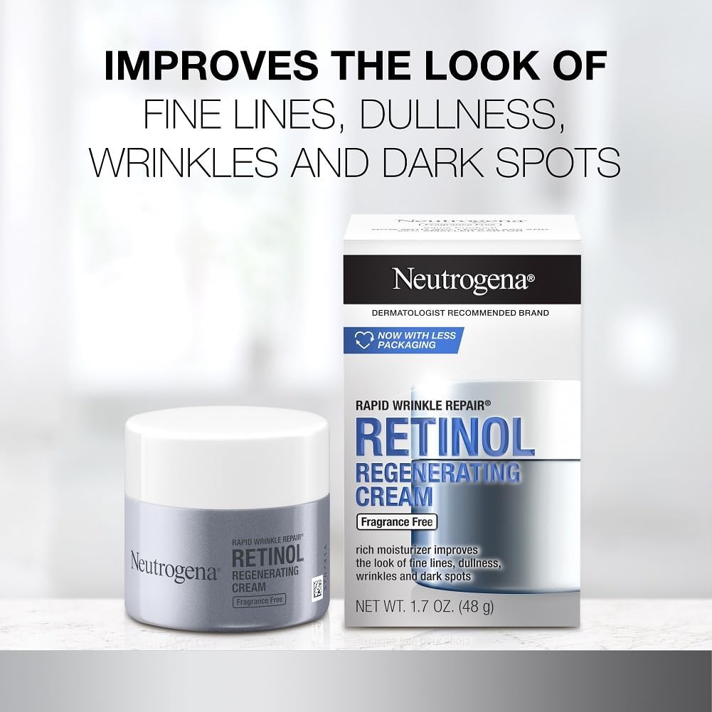 Neutrogena Rapid Wrinkle Repair Hyaluronic Acid Retinol Cream, Anti Wrinkle Cream, Face Moisturizer, Neck Cream & Dark Spot Remover for Face - Day & Night Cream with Hyaluronic Acid & Retinol, 50 ml. - Image 4
