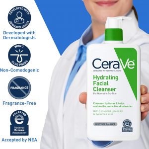 CeraVe Hydrating Facial Cleanser 473 ml for Daily Face Washing, Dry to Normal Skin