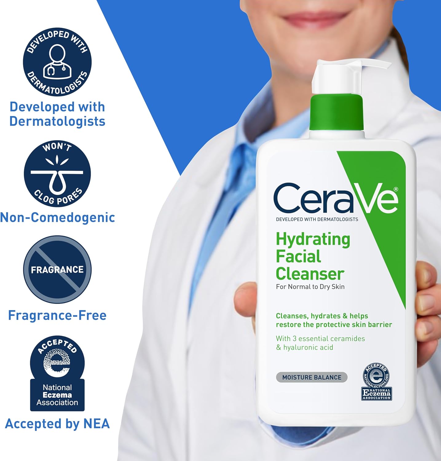 CeraVe Hydrating Facial Cleanser 473 ml for Daily Face Washing, Dry to Normal Skin - Image 7